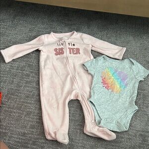 Carter's Pink and Gray Little Sister Footie Set